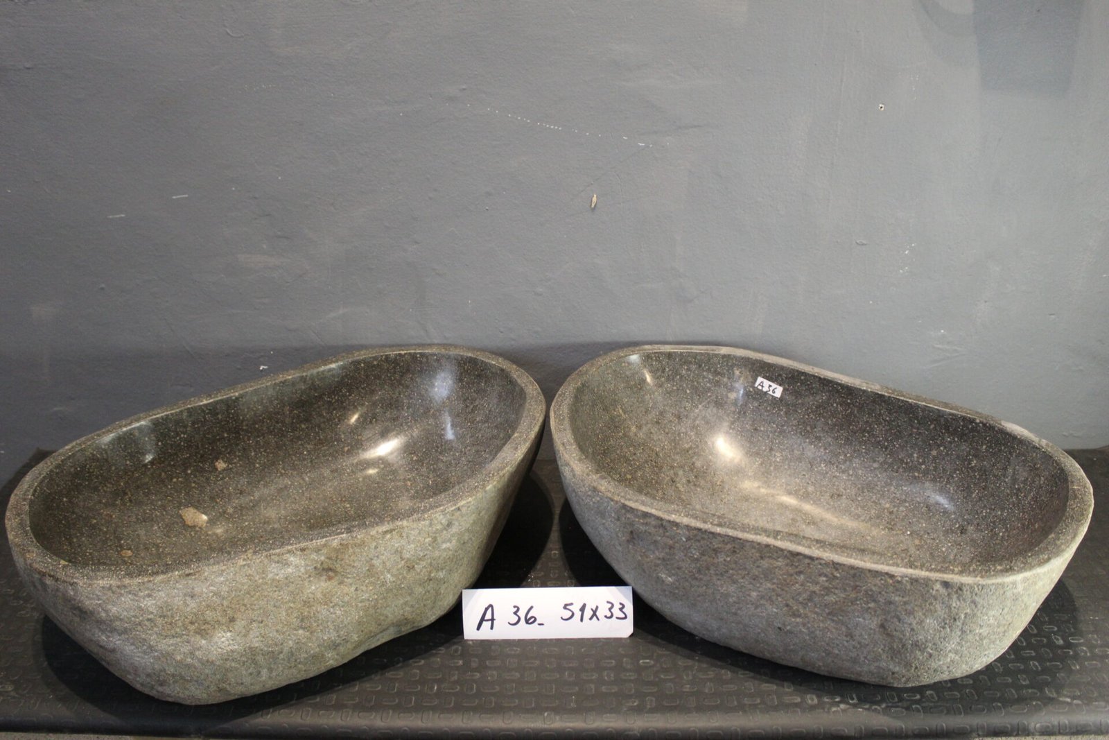 Set De Bachas De Piedra De Río Natural Twins A36.