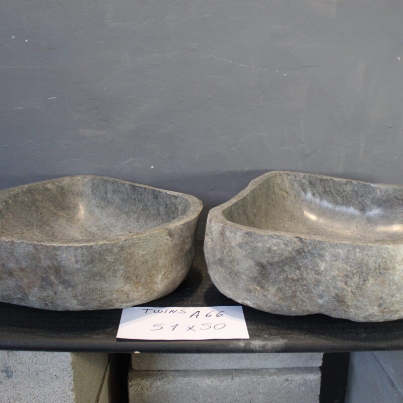 Set De Bachas De Piedra De Río Natural Twins A66