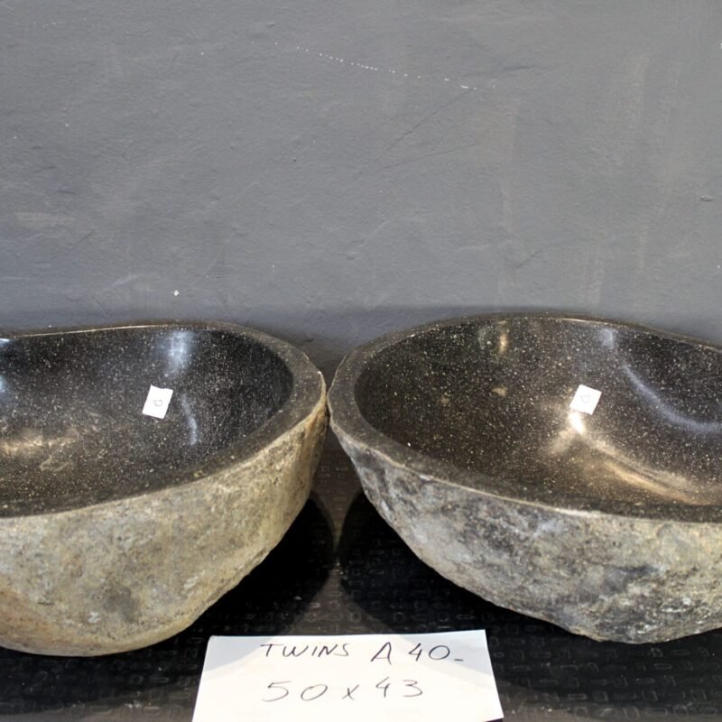 Set De Bachas De Piedra De Río Natural Twins A40