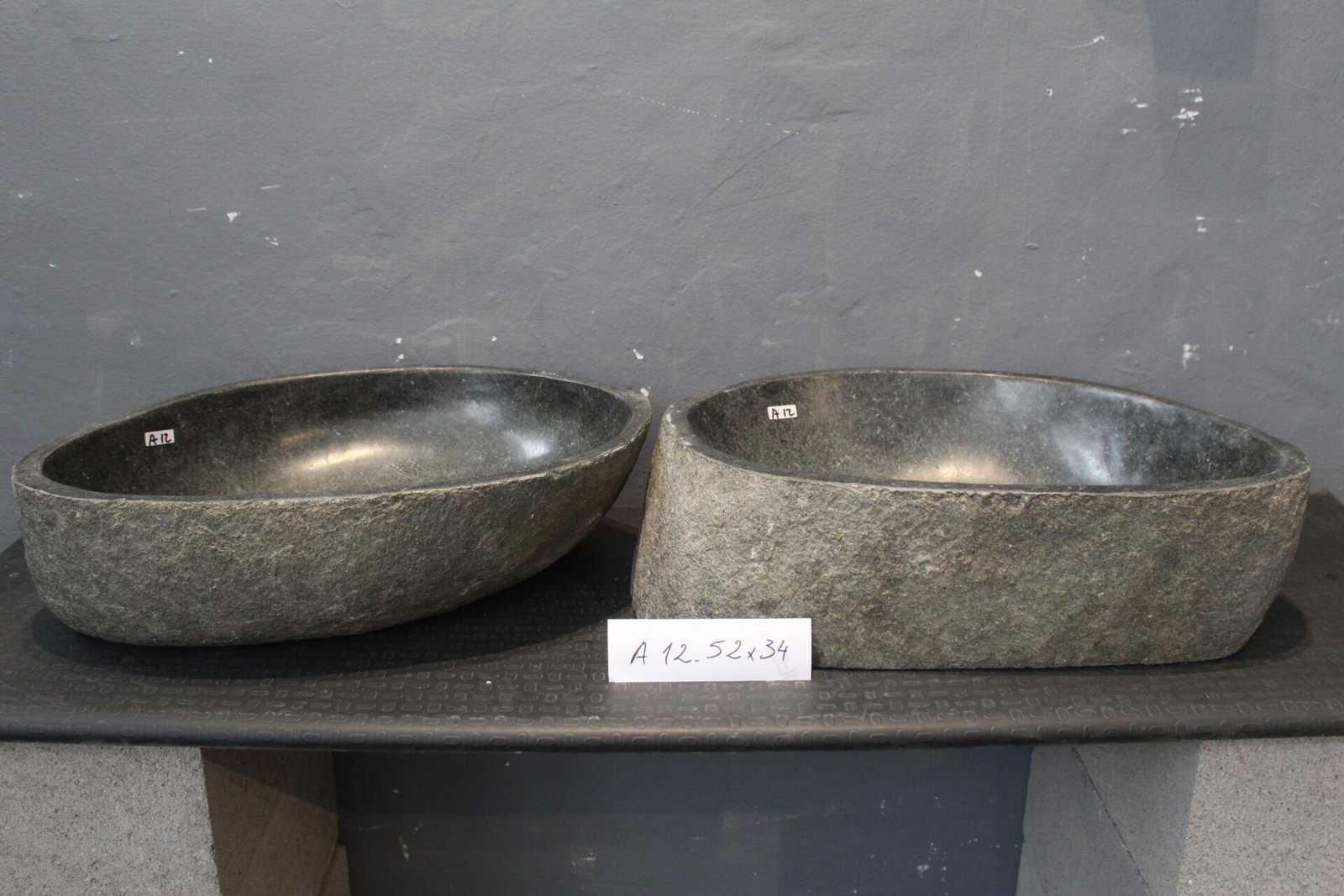 Set De Bachas De Piedra De Río Natural Twins A12