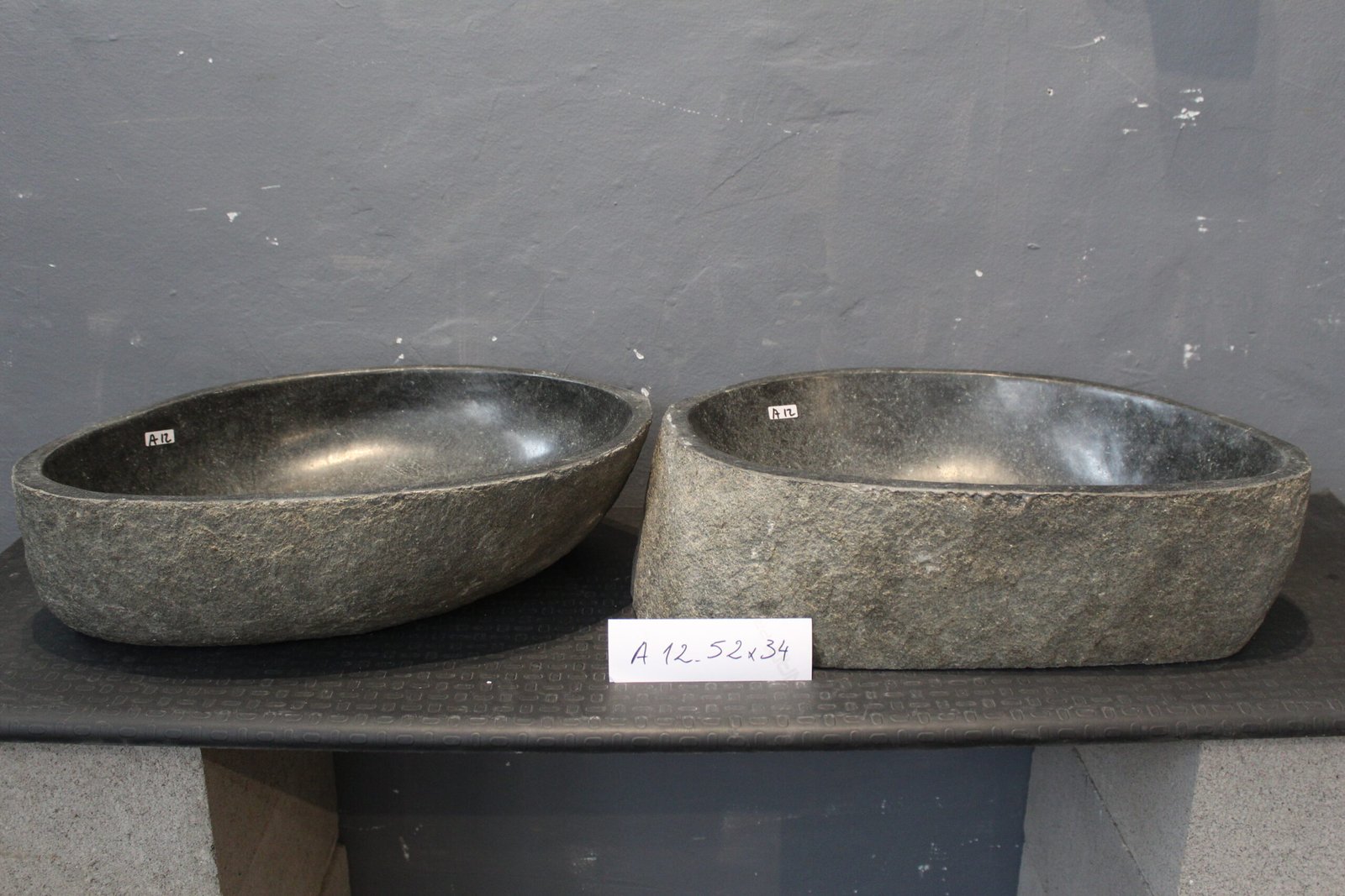 Set De Bachas De Piedra De Río Natural Twins A12