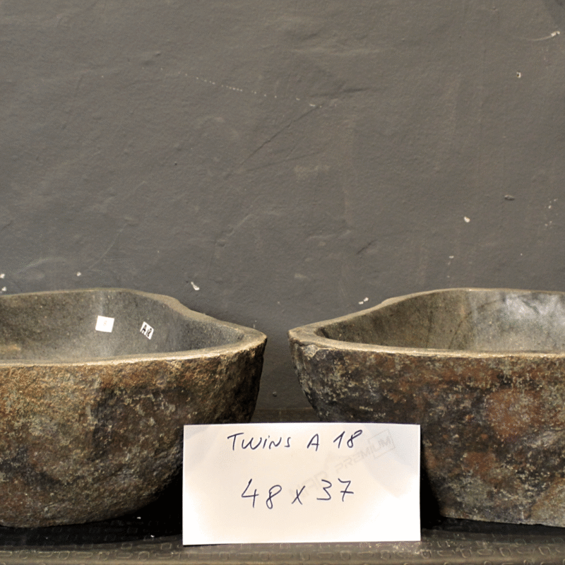 Set De Bachas De Piedra De Río Natural Twins A18
